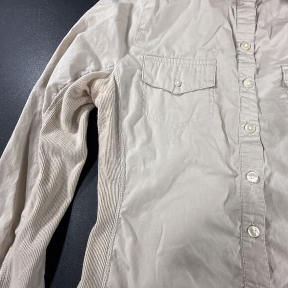 Converse One Star 100% Cotton Beige Button Down Shirt Women's Medium Y2K - Picture 2 of 11